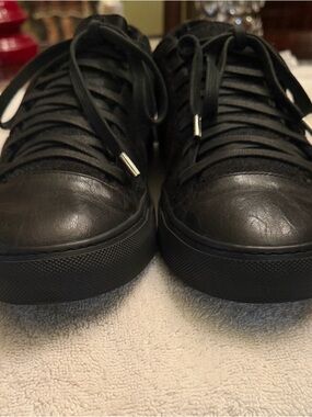 John Varvatos Men's Black Leather Low-Top Sneakers